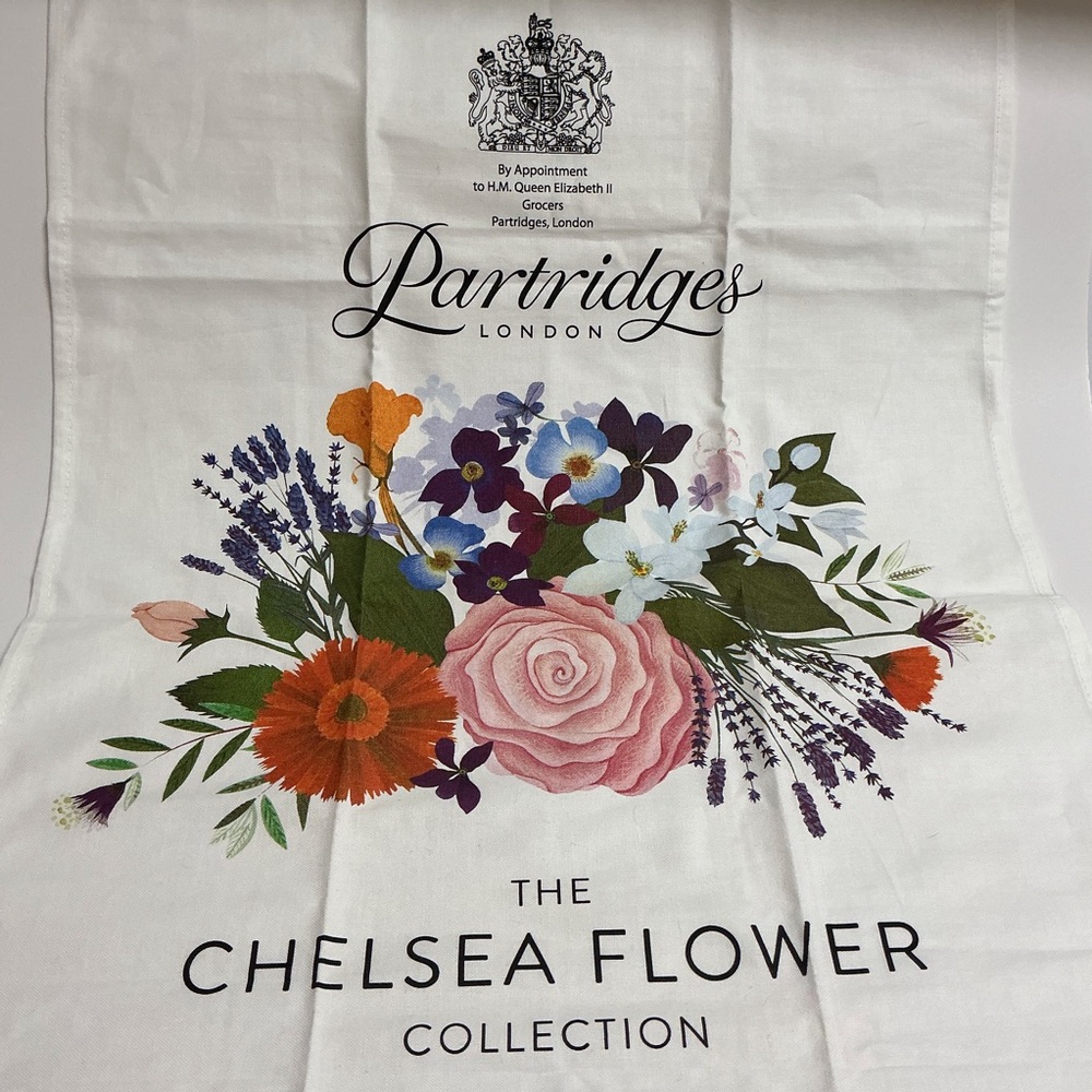 Partridges London Tea Towel Chelsea Flower Collection British UK 100% Cotton